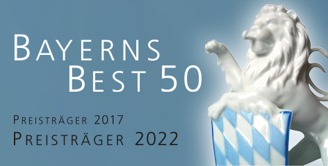 Porzellanlöwe und Schriftzug Bayerns Best 50
